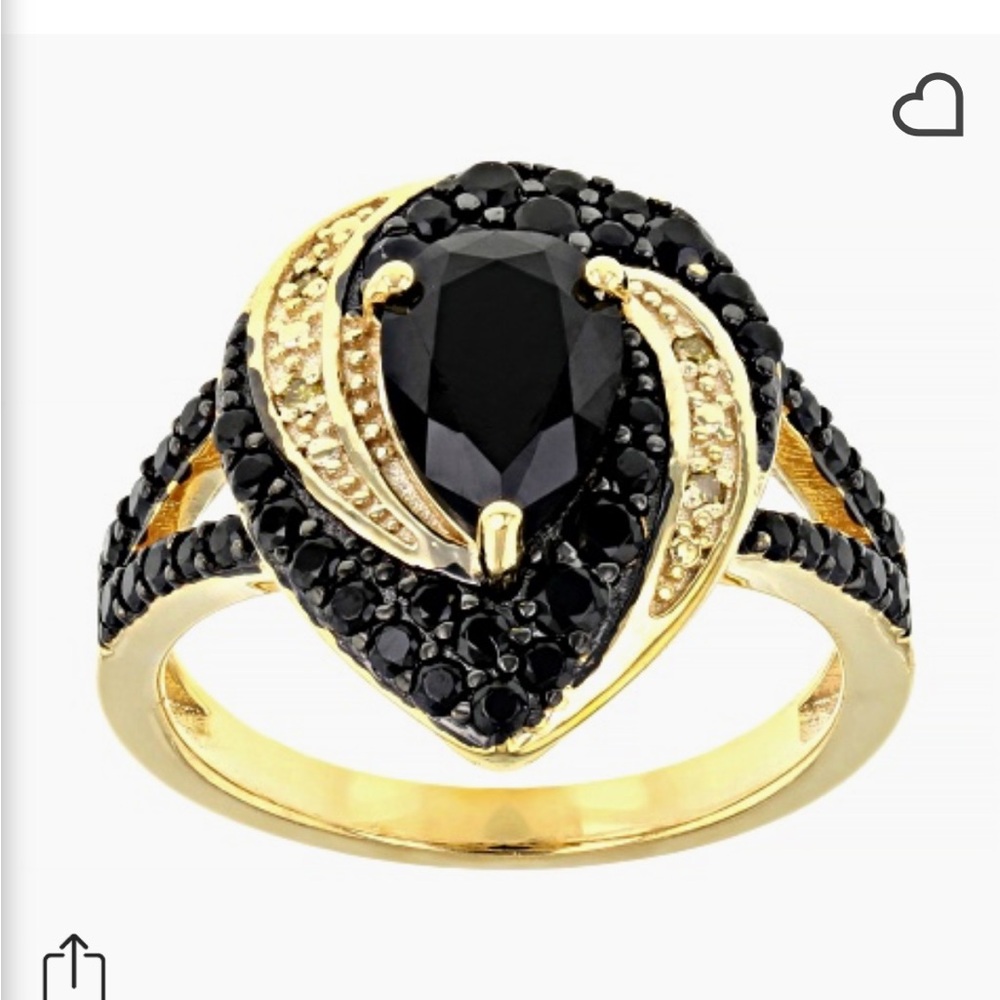 JTV Black Spinel 18k Yellow Gold Over Sterling Silver Ring 1.84ctw
